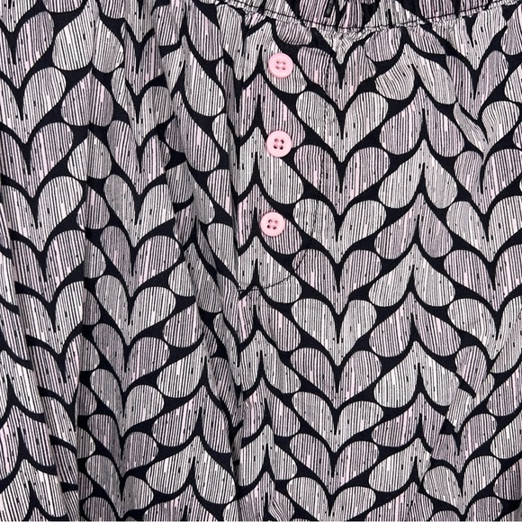 2X SHORTS BLACK WHITE PINK HEART PRINT LACE ACCENT CADUAL LIGHTWEIGHT - Picture 5 of 8